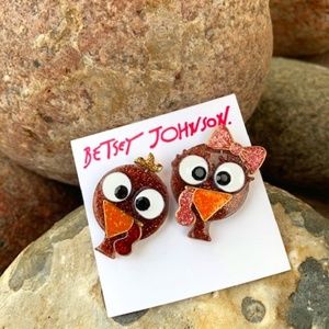 BETSEY JOHNSON Mr and Mrs Thanksgiving Turkey Stud Earrings